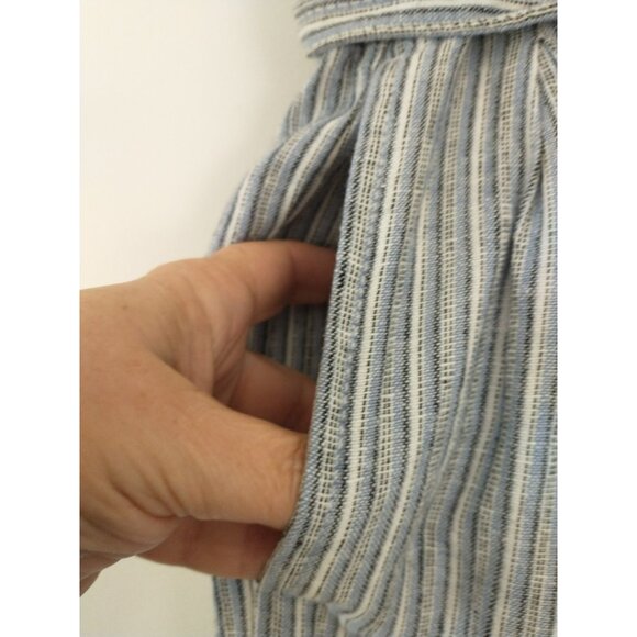 Banana Republic Wide Leg Linen-Blend Paperbag Pants Striped Pockets - Size 18 - Picture 4 of 9